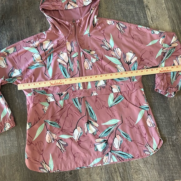 Calia Floral Anywhere 1/2 Zip Hooded Jacket Women’s Large EUC Front Pocket - Picture 5 of 7